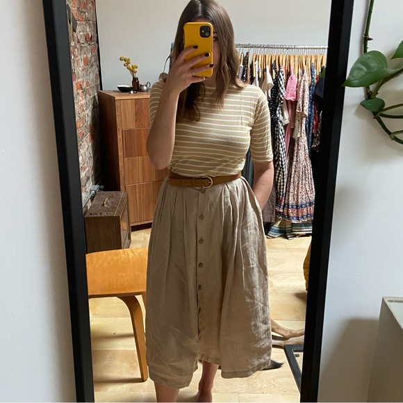 Vince | Striped Elbow Length Tee | Chamomile & White | XS - Picture 4 of 9